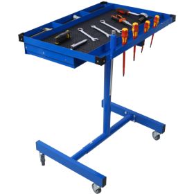Adjustable Tear Down Work Table With Drawer For Garages, Repair Shops, And DIY, Portable, 4  2.5 Swivel Casters, 220 Pound Capacity, Rubber Corne (Color: Blue)